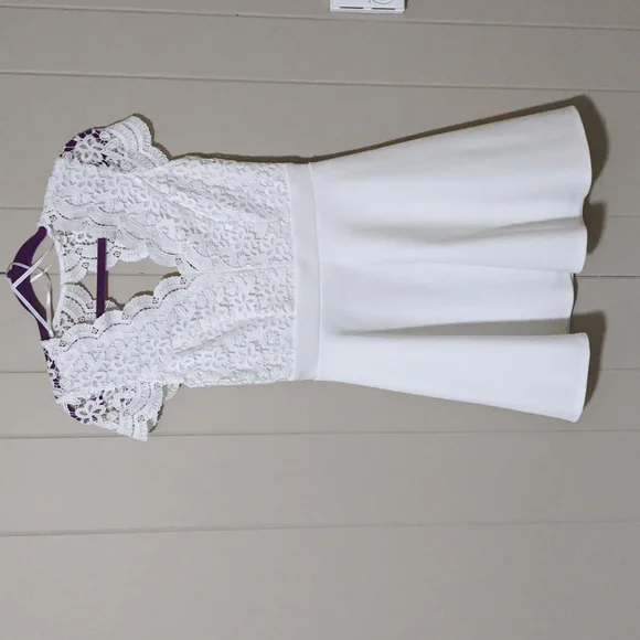 mini white lace dress with sleeves Bella Vita Lace Mini Dress